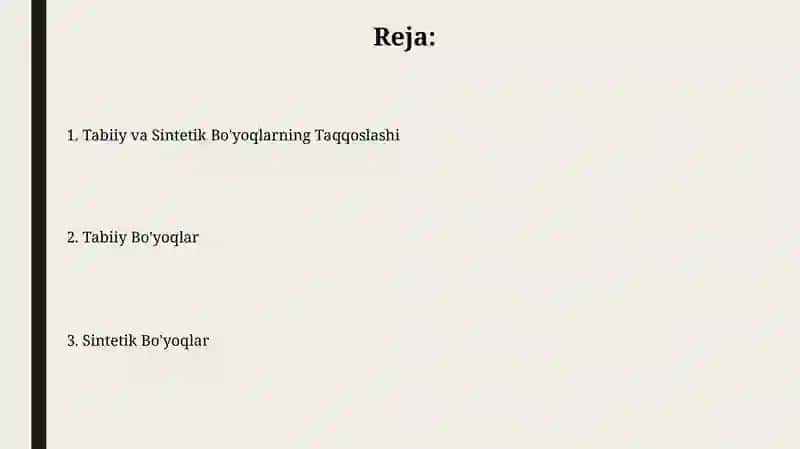 Tabiiy va Sintetik Bo'yoqlar 2