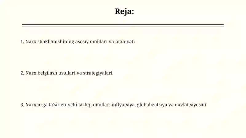 Narxning mohiyati va shakllanish xususiyatlari 2