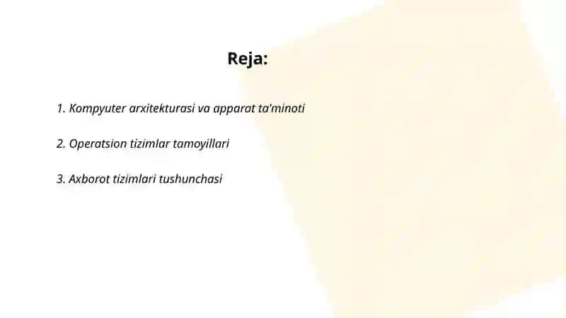 Shaxsiy kompyuterlarning axboriy- mantiqiy asoslari 2