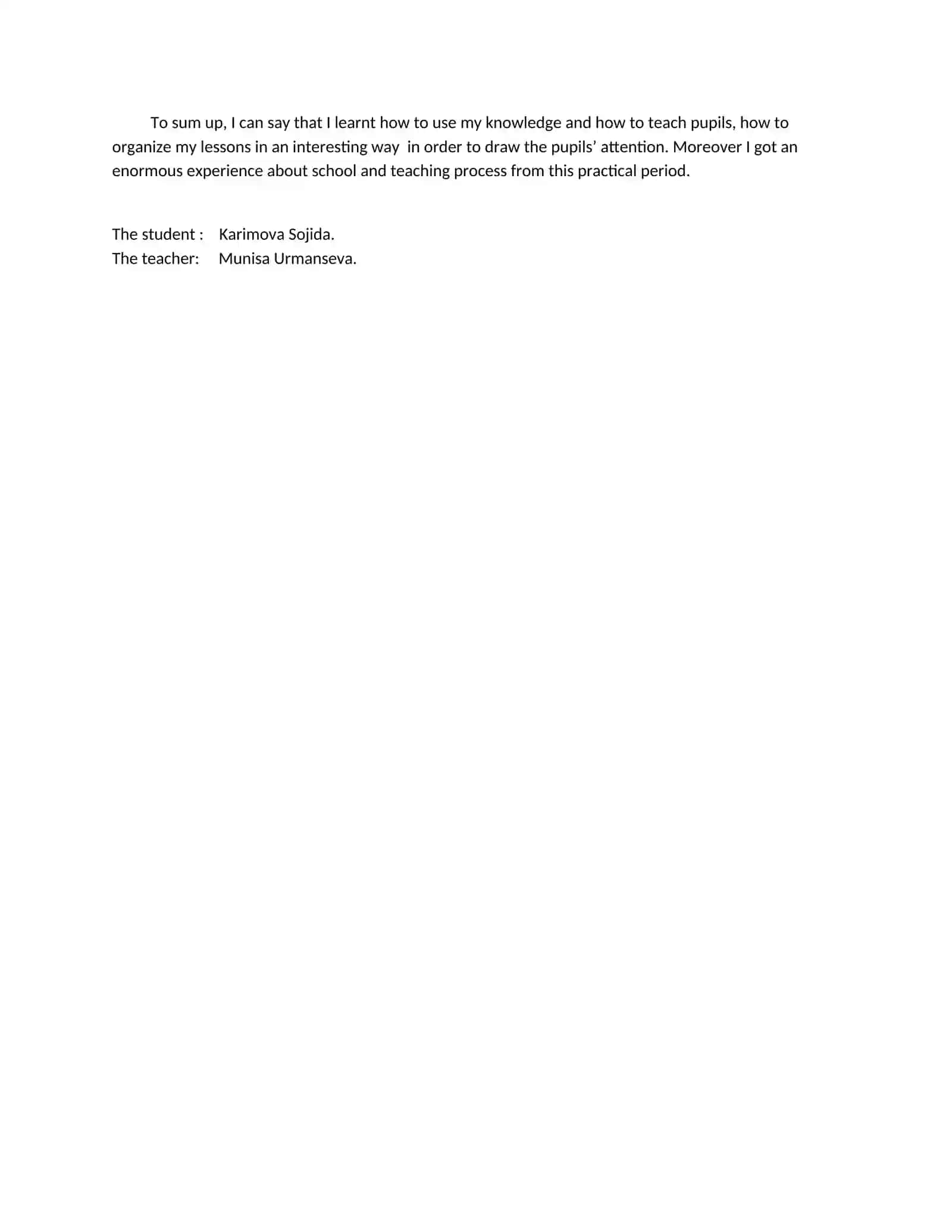 Reflective writing 2