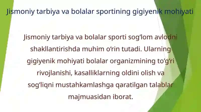 Jismoniy tarbiya va bolar sportining gigiyenik mohiyati 2