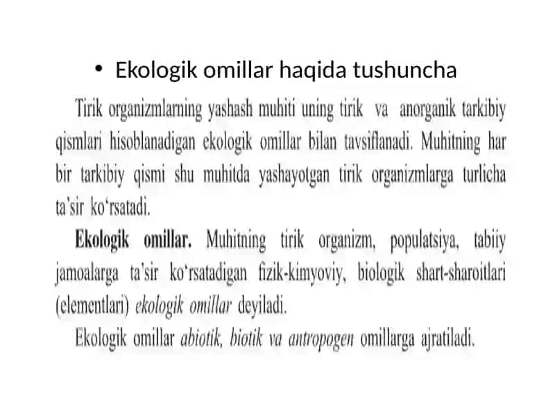 Abiotik omillar. Iqlim omillari 2