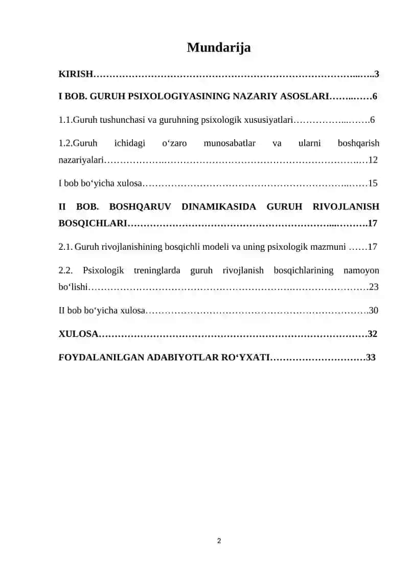 BOSHQARUV DINAMIKASIDAGI GURUHNING RIVOJLANISH BOQICHLARI 2