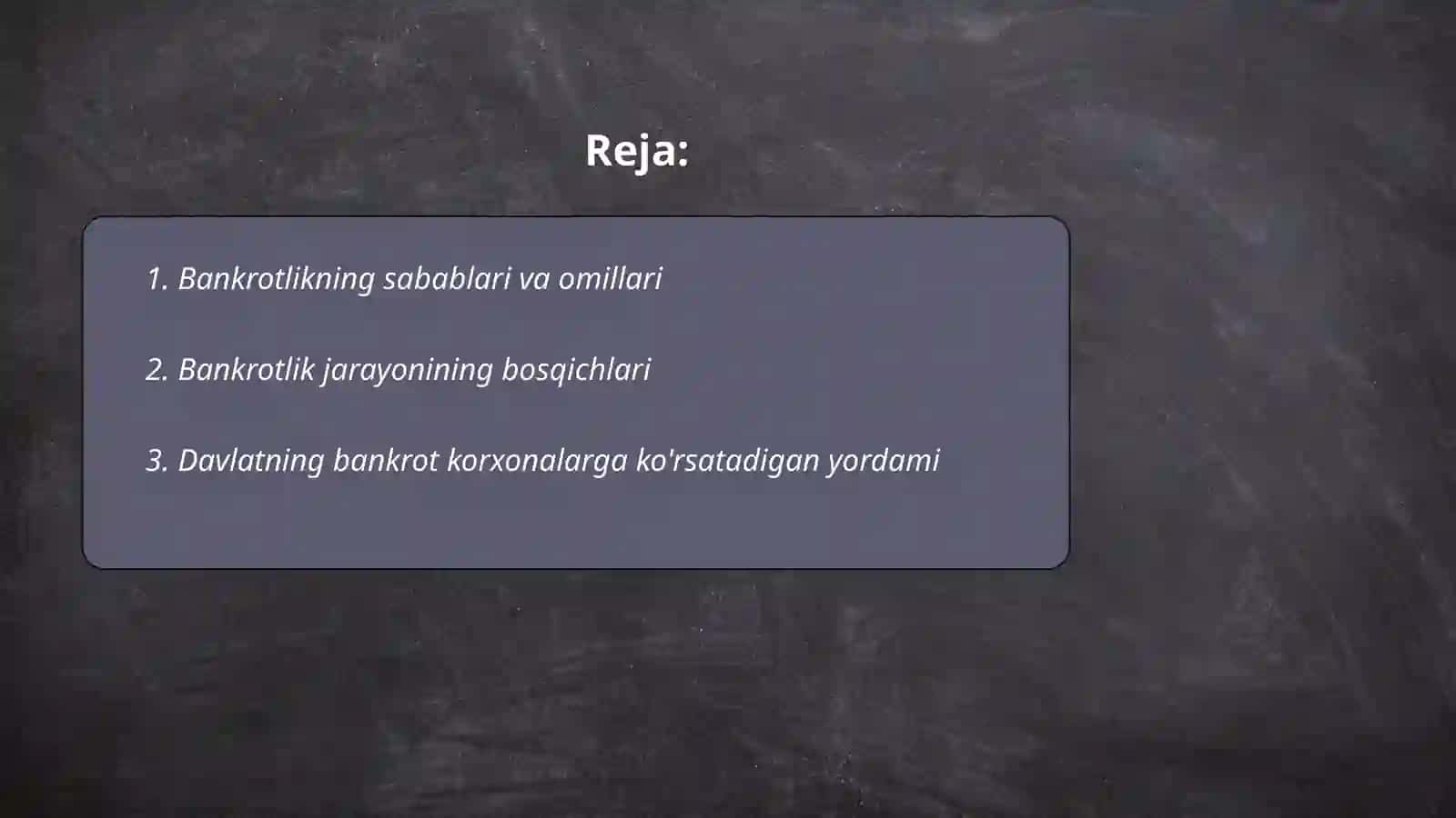 Beznis korxonalarining bankirotligi va ularning davlat tamonidan moliyaviy qullab quvatlash 2