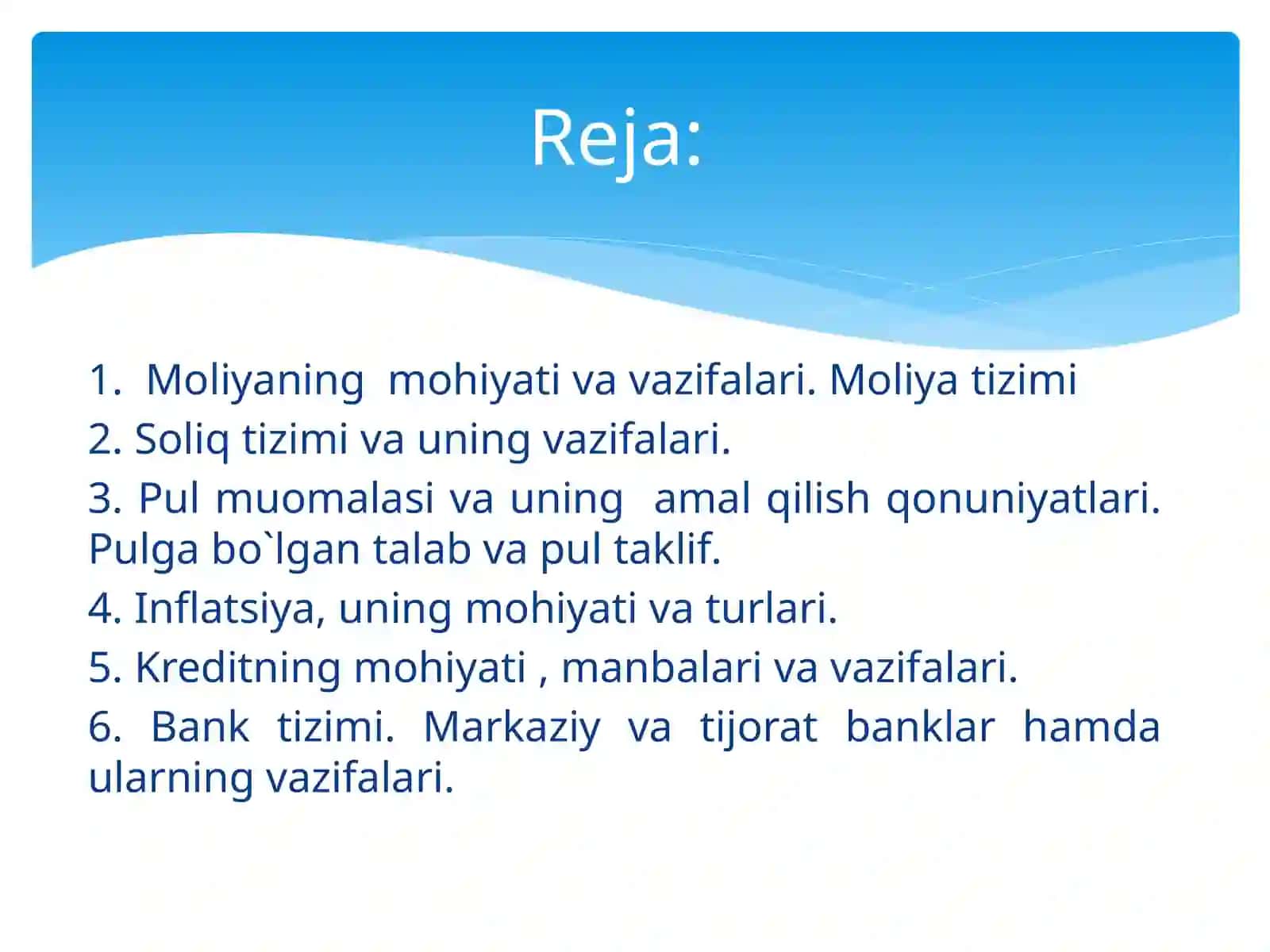 Moliyaning mohiyati va vazifalari. Moliya tizimi 2