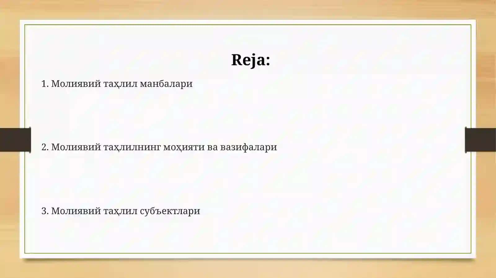 Moliyaviy tahlilni tashkil etish va axborot manbalari 2