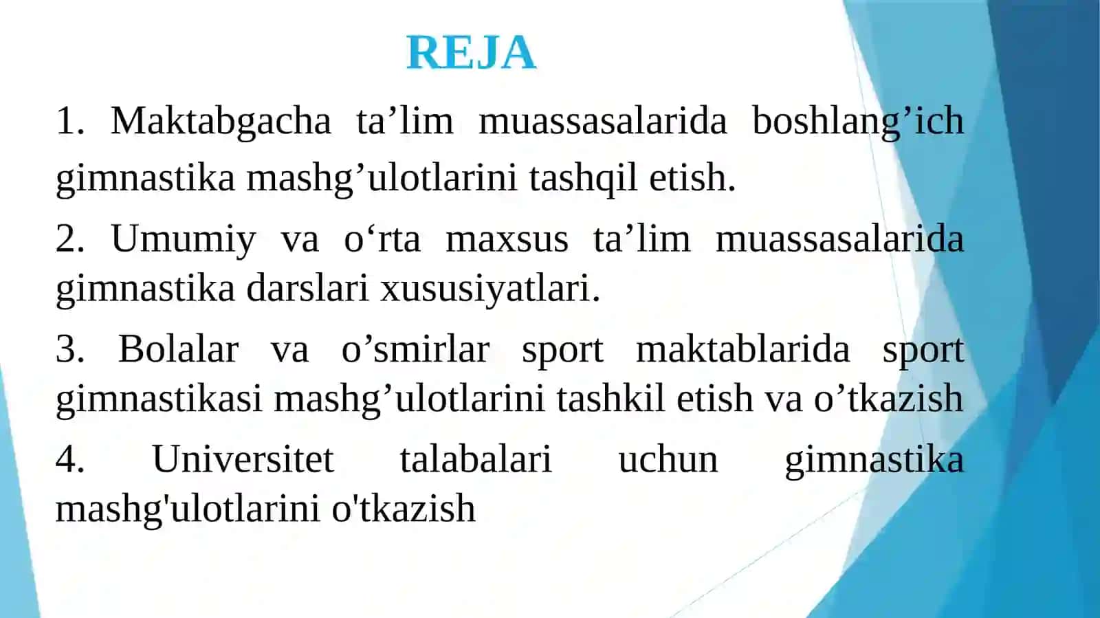 Ta’lim muassasalarida gimnastikani o‘tkazish usullari 2