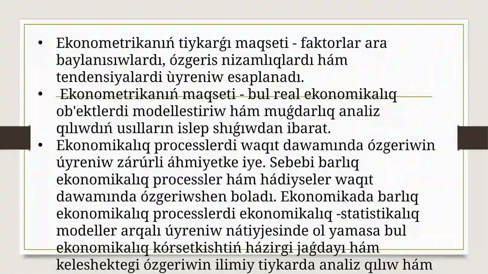 Ekonometrikapa’ninin’ predmeti,maqseti hàmwazıypaları 2