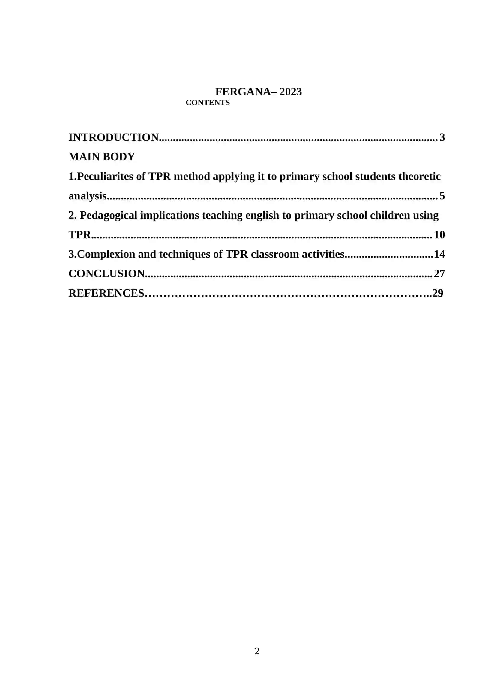 Course Work on Total Physical Response in Teaching Foreign Language in Primary Classes 2