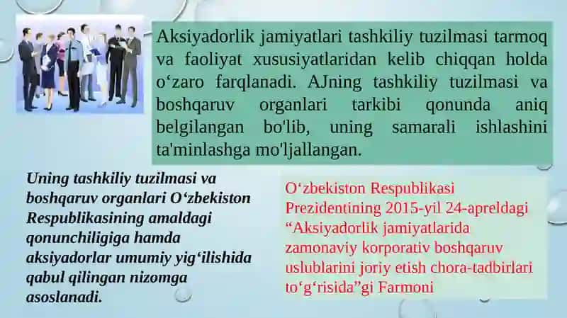 Aksiyadorlik jamiyatlarida boshqaruv organlari 2