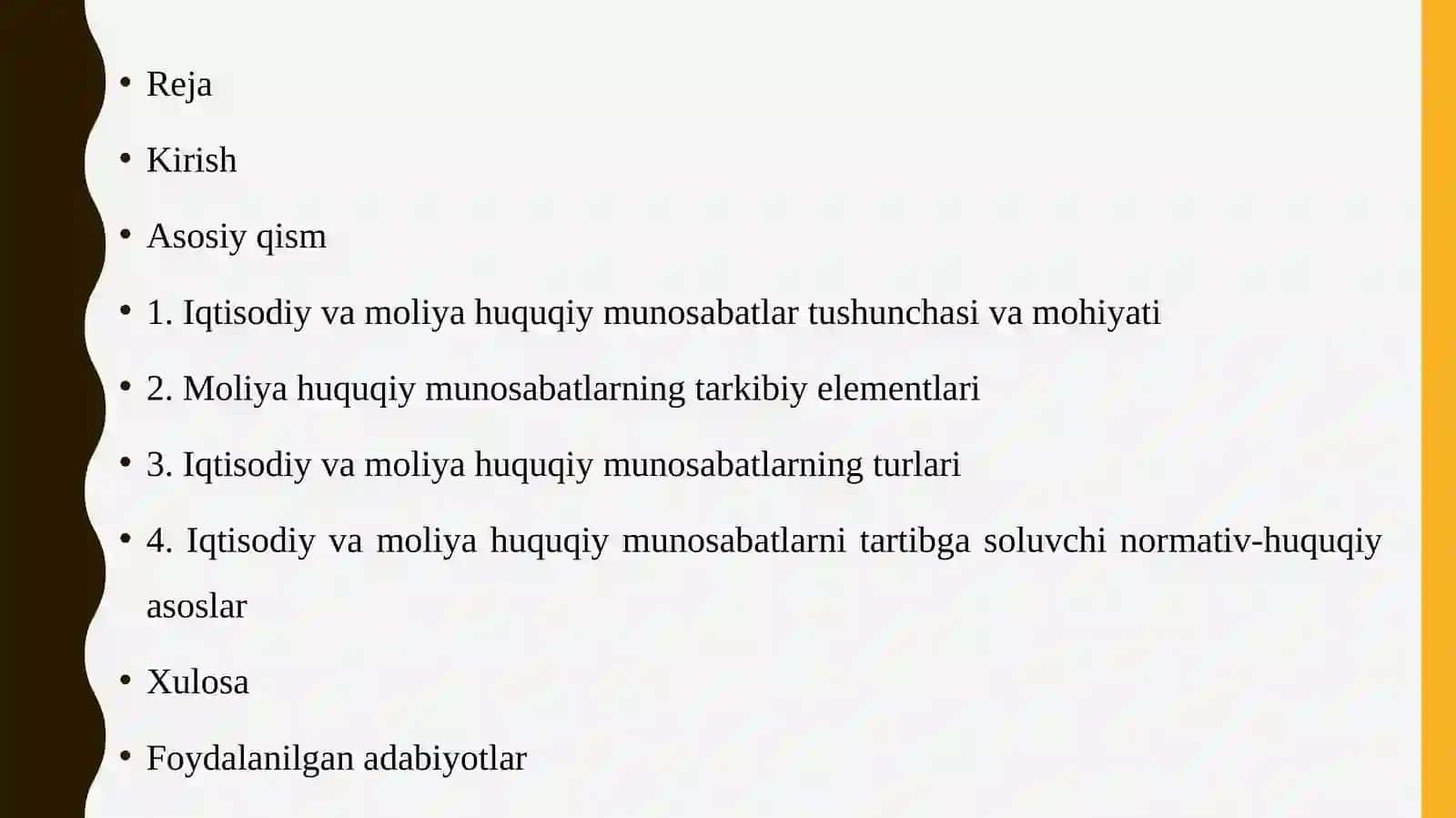 Iqtisodiy va moliya huquqiy munosabatlarning tarkibi 2
