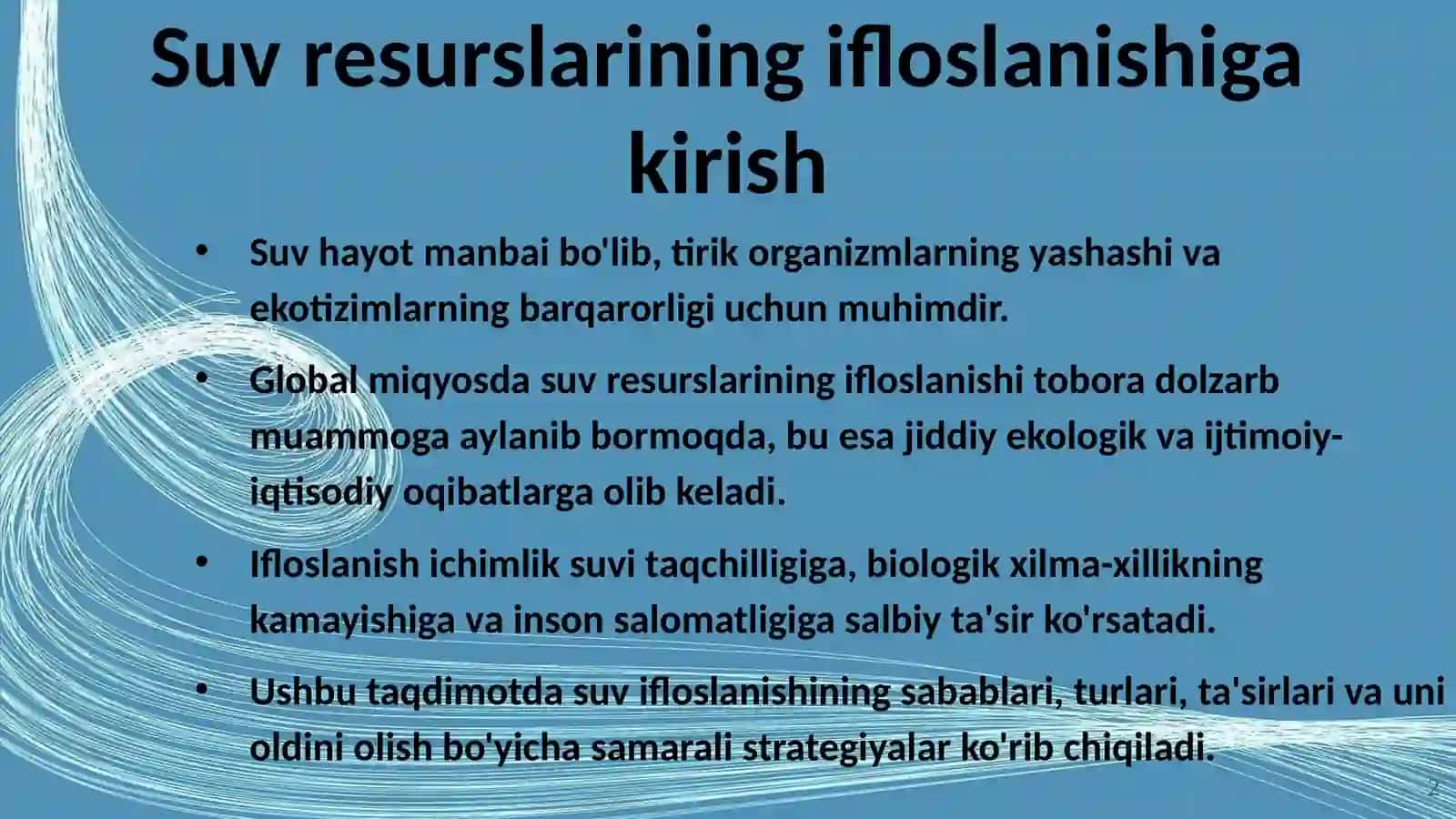 Suv Resurslarining Ifloslanishi va Uni Oldini Olish Strategiyalari 2