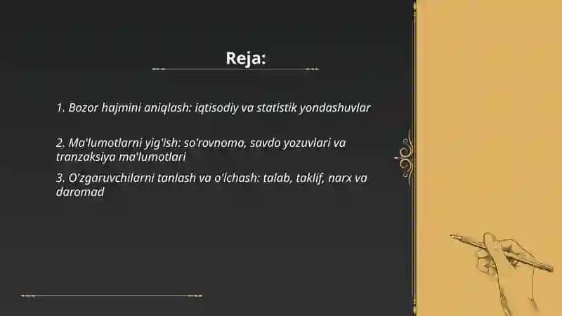 Bozor hajmini aniqlashda ekonometrik modellarni tuzish 2