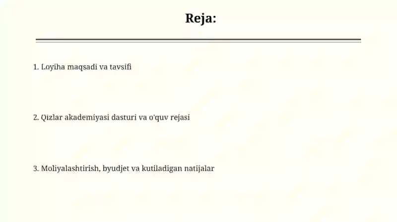 Qizlar akademiyasi loyihasi 2