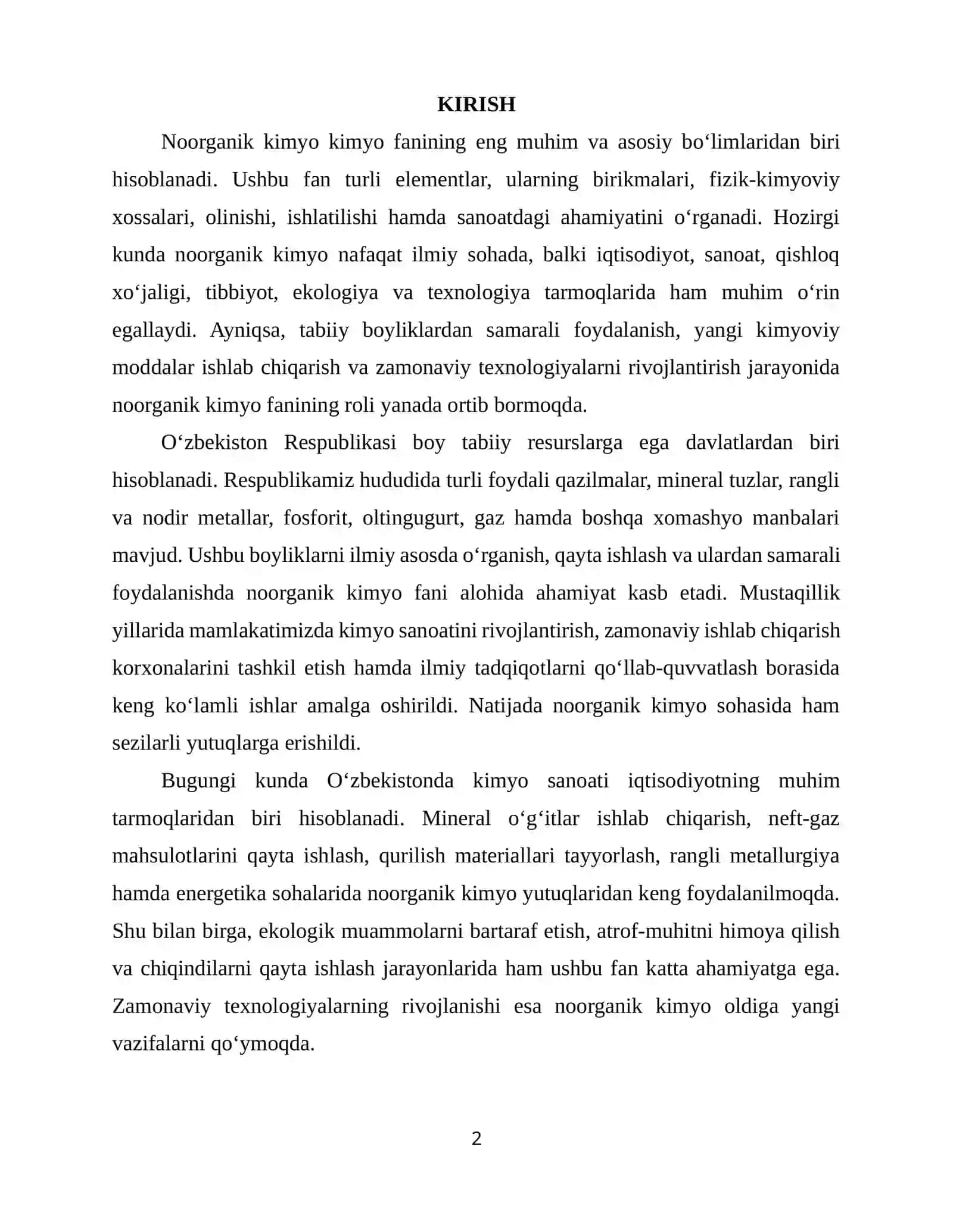 O‘ZBEKISTONDA NOORGANIK KIMYONING RIVOJLANISH VA AHAMIYATI 2