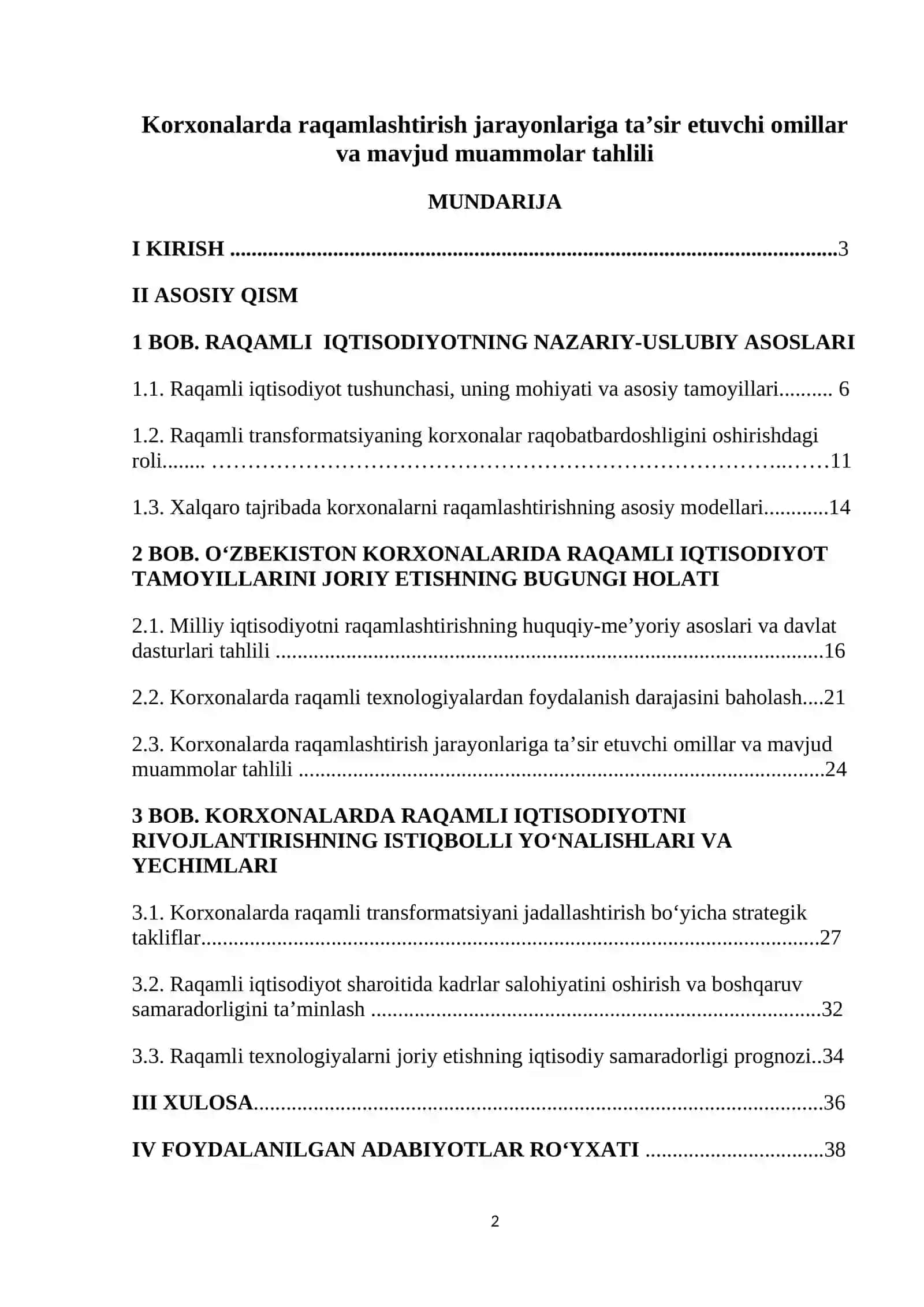 Korxonalarda raqamlashtirish jarayonlariga ta’sir etuvchi omillar va mavjud muammolar tahlili 2