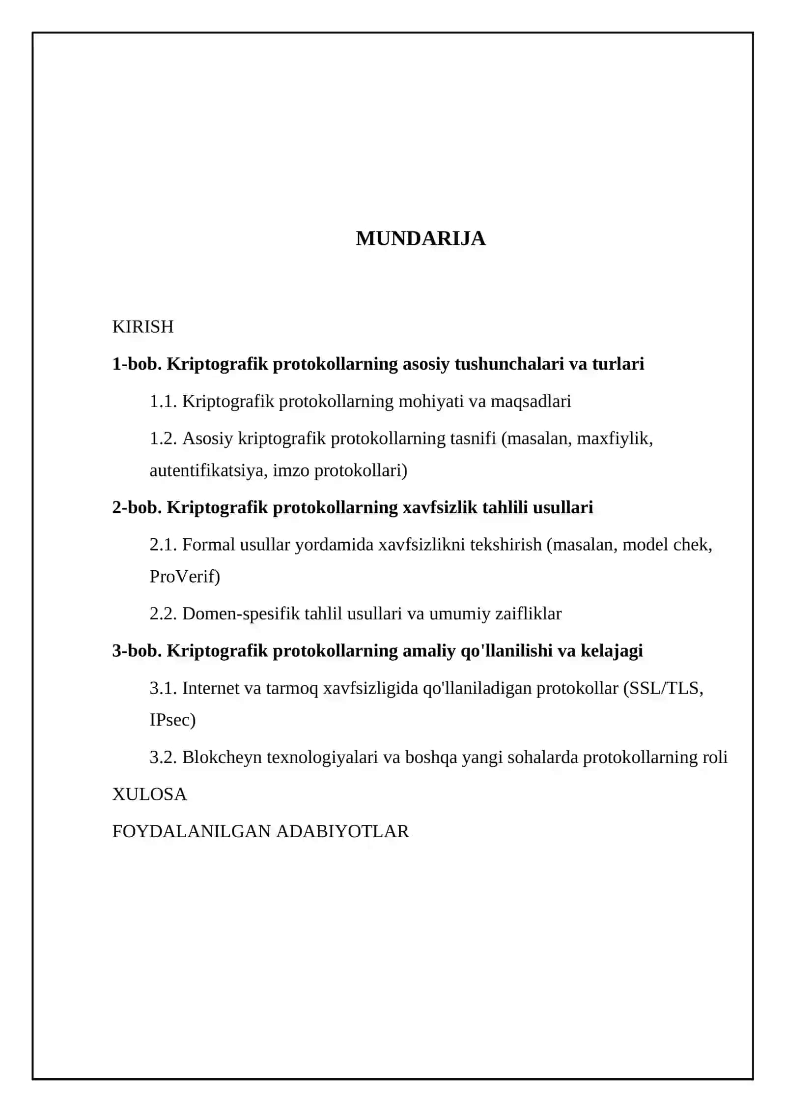 Kriptografik protokollar: ularning xavfsizlik tahlili va amaliy qo‘llanilish 2