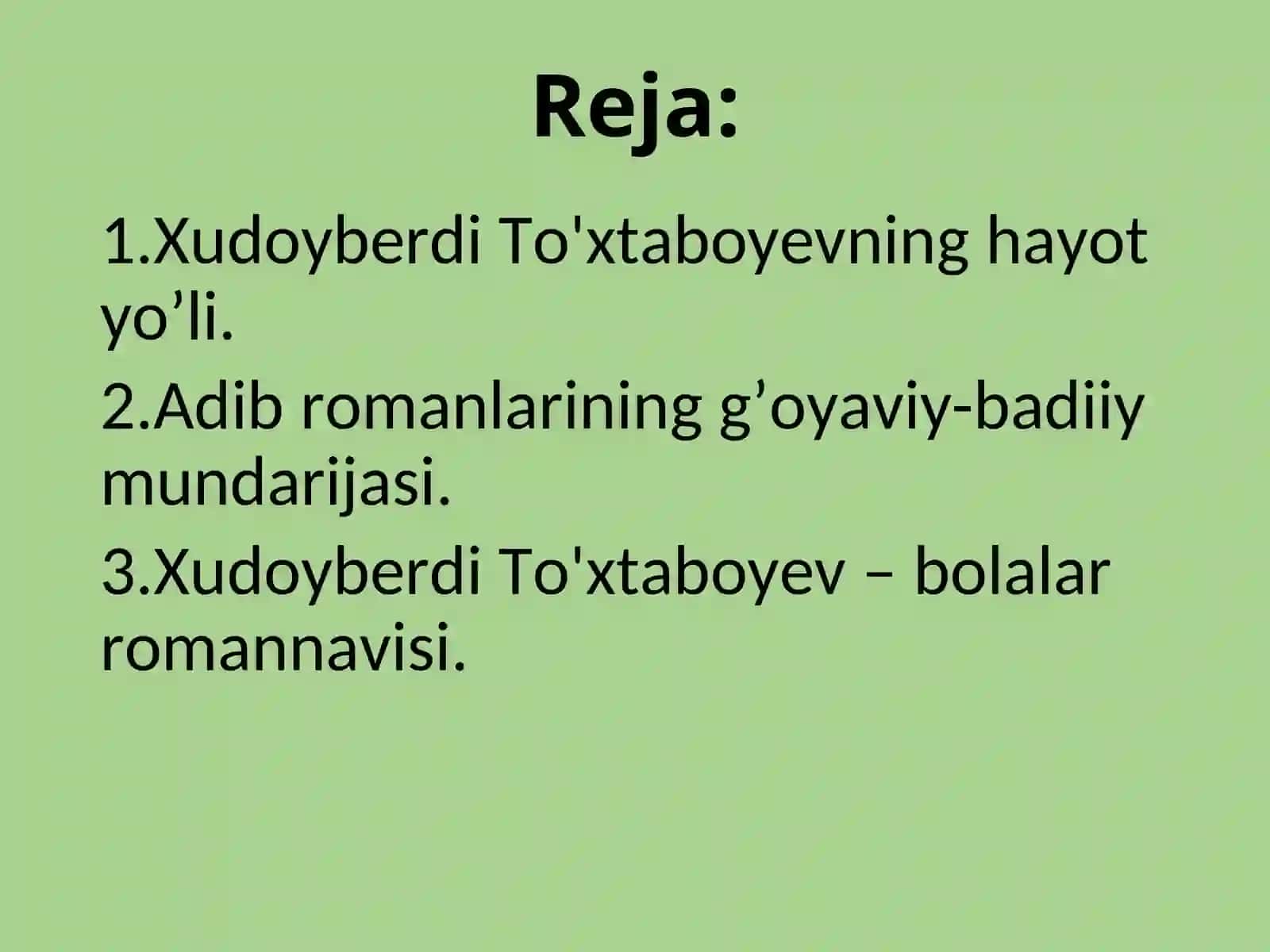 XUDOYBERDI TO`XTABOYEV – BOLALAR ADIBI 2