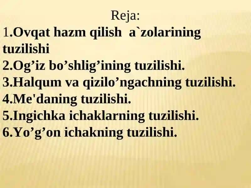 Ovqat hazm qilish a`zolarining tuzilishi 2