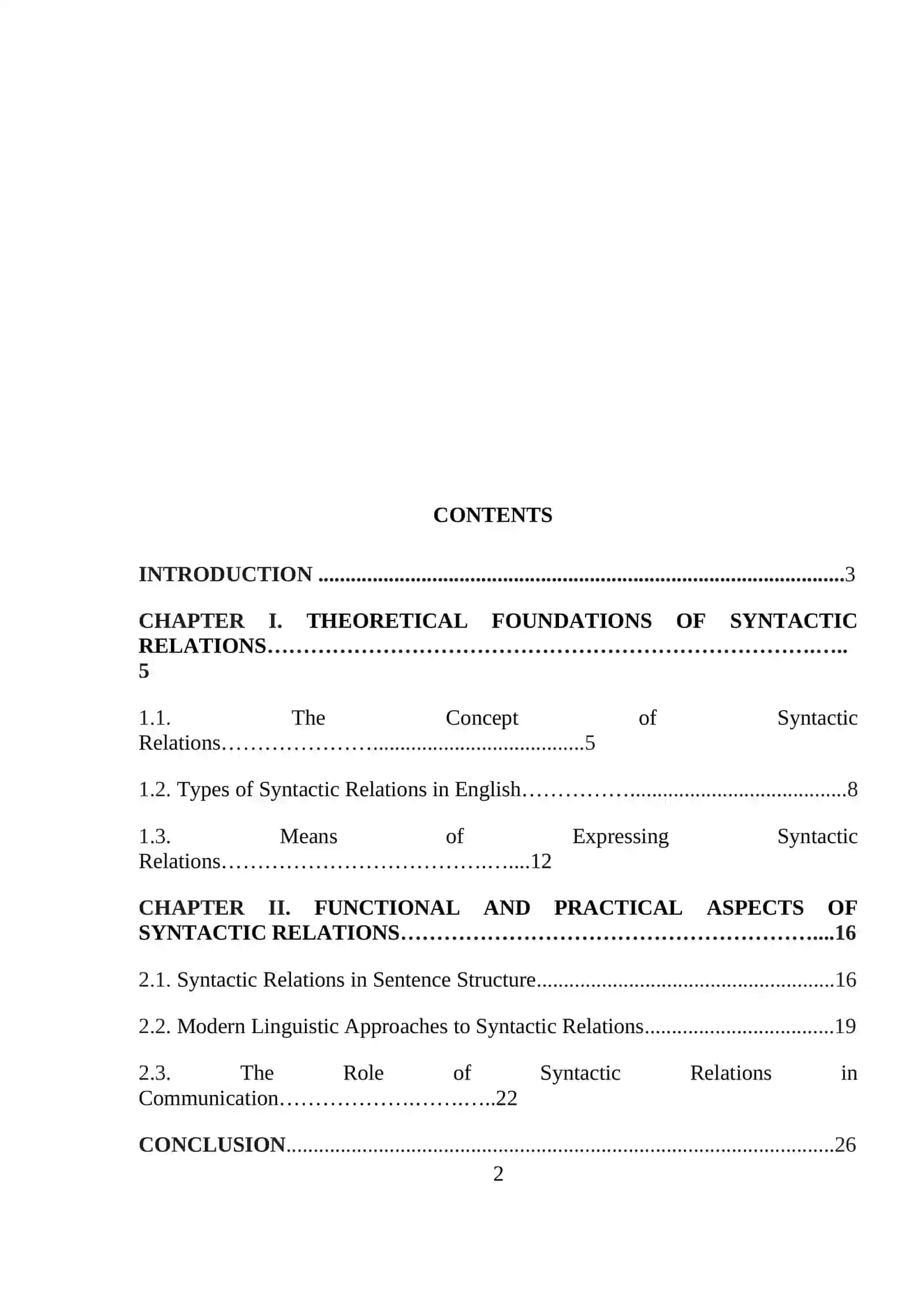 Types of Syntactic Relations 2