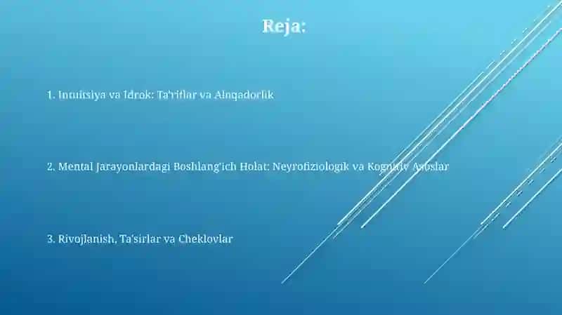 Sezgi va idrok psihik jarayonlarining boshlangʻich holati ikanligi 2