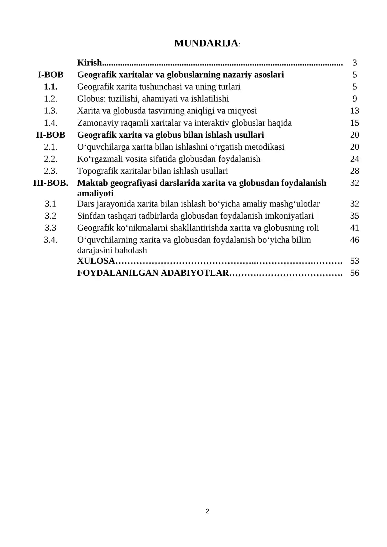 Geografik xarita va globus bilan ishlash 2
