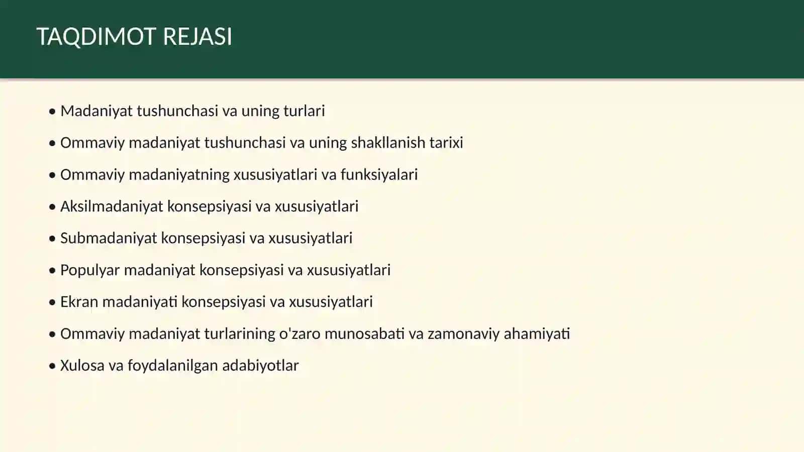 Ommaviy madaniyatning shakllanish tarixi va ularning turlari 2