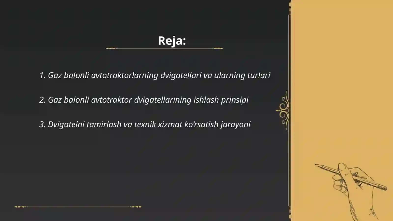 Gaz balonli avtotraktorlarning dvigatelning tamirlash tizimining tuzilishi va ishlashi 2
