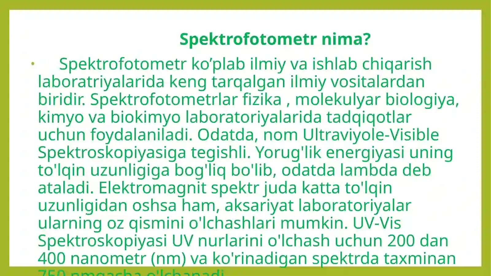 Havodagi og'ir metallarni uv-vis spektofotometrda tekshirish 2