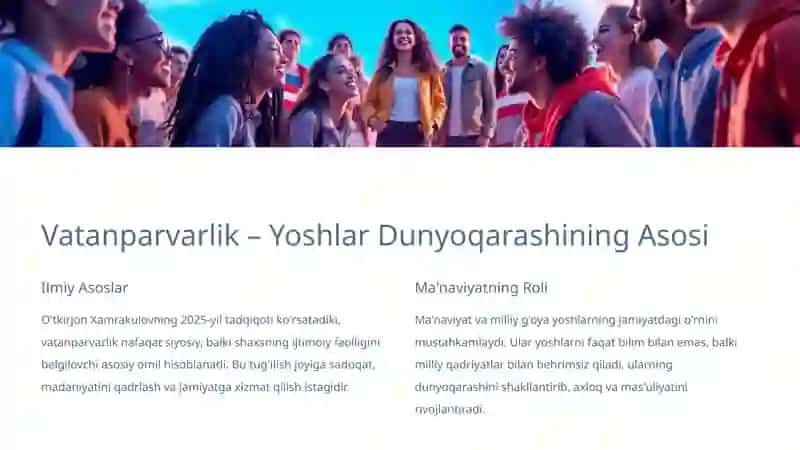 Yoshlarni Vatanparvarlik Ruhida Tarbiyalashda Milliy G'oya va Ma'naviyat Fanlarining Ahamiyati 2