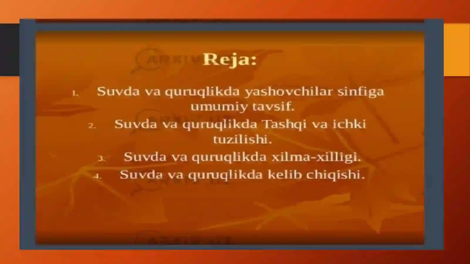 Suvda hamda quruqlikda yashovchilar sinfi 2