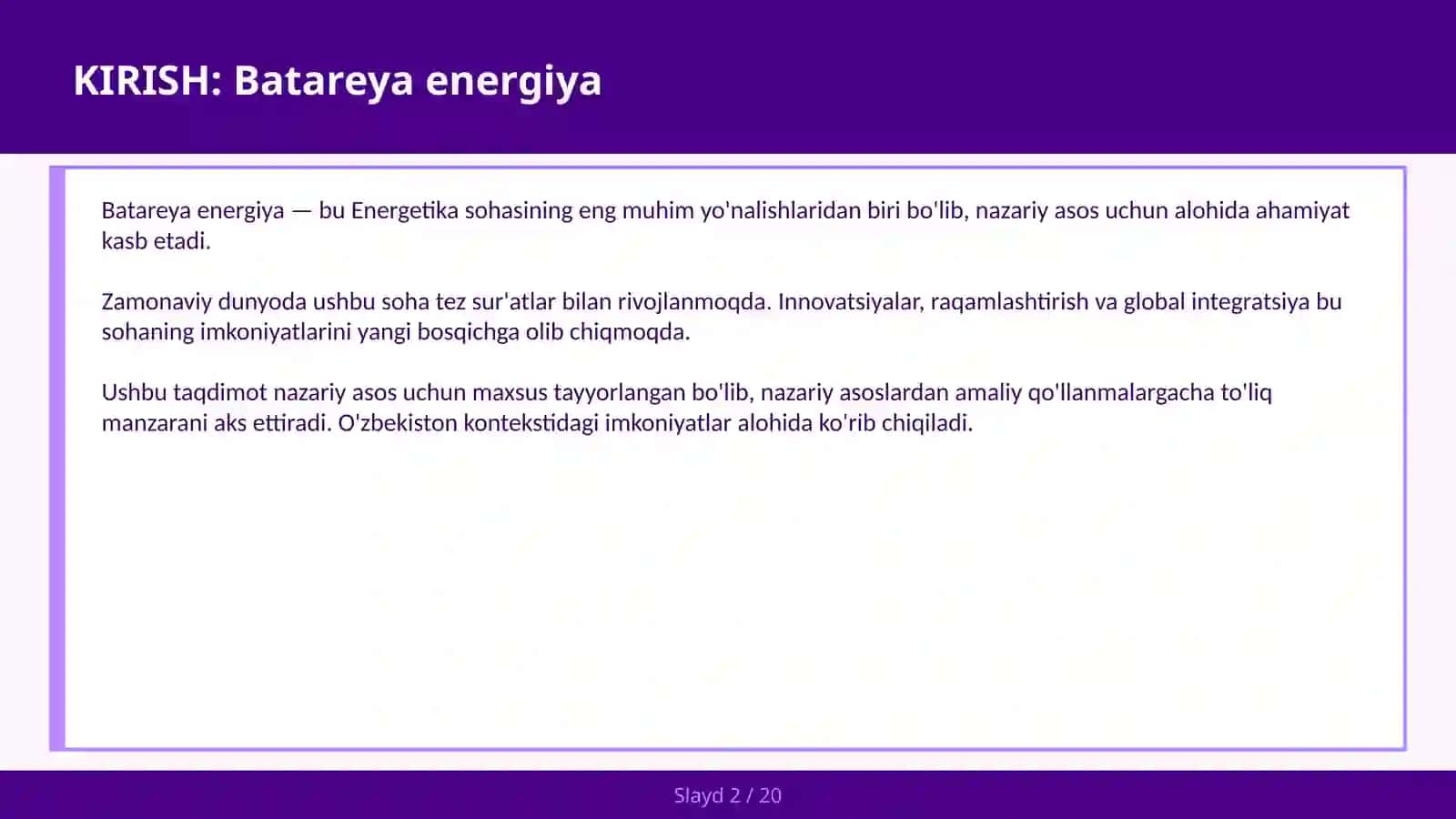 Batareya energiya 2