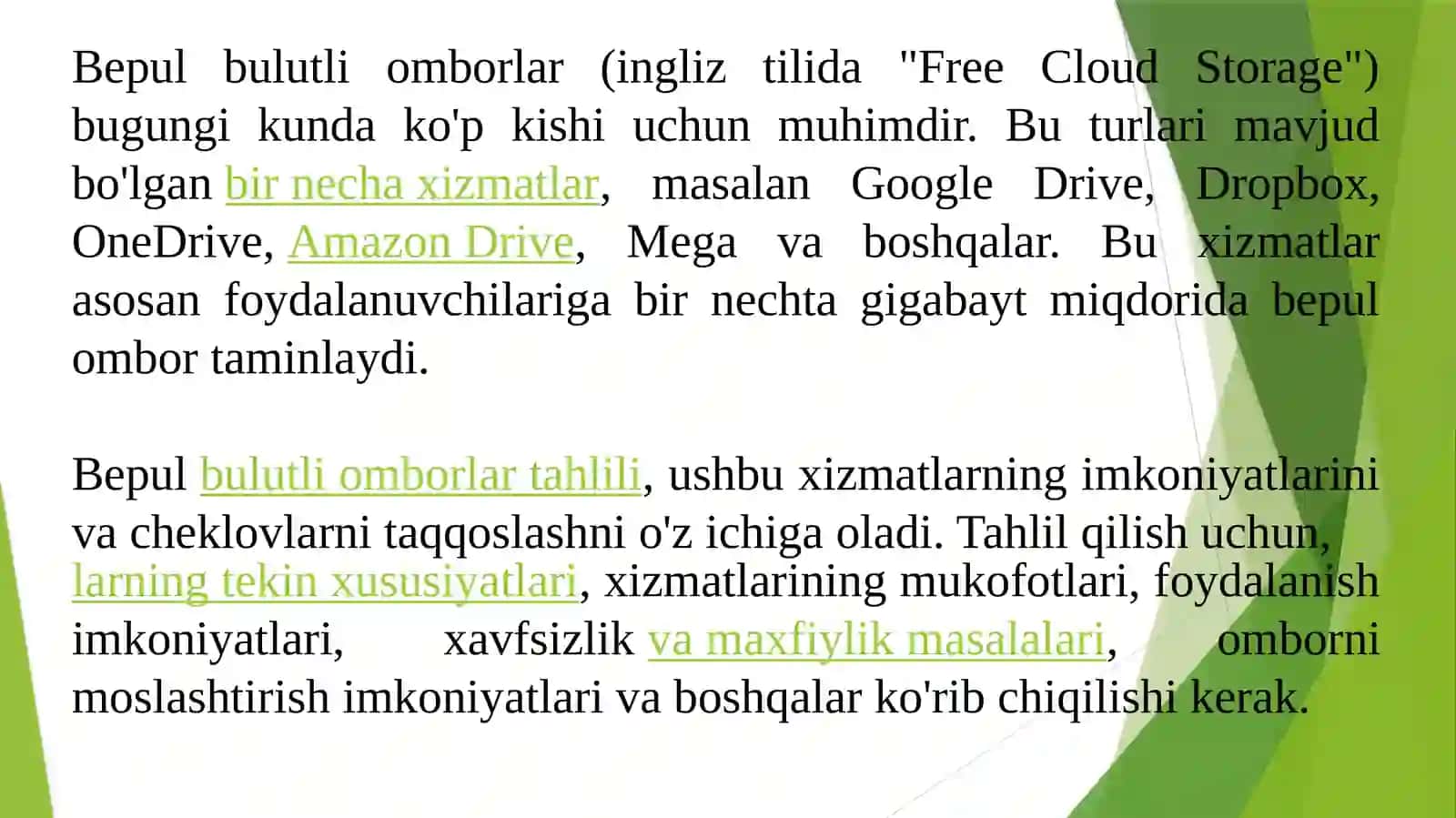 Bepul bulutli omborlar tahlili 2