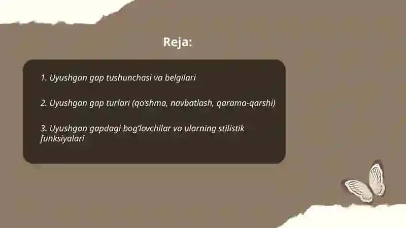 Uyushgan gapning matnda qo'llanishi 2