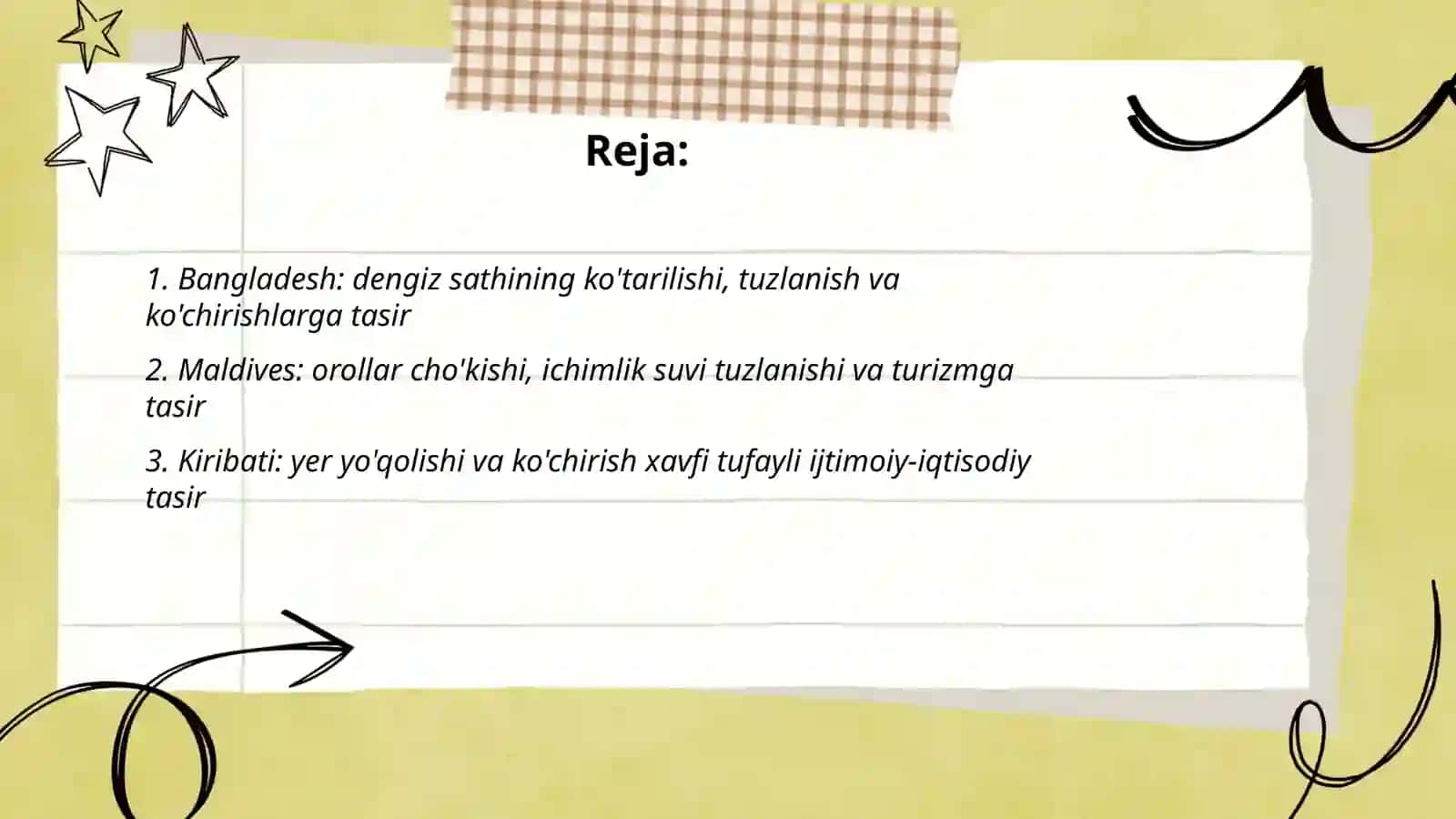 Xozirgi kunda iqlim ozgarishi qaysi davlatga qanaqa tasir qilmoqda 2