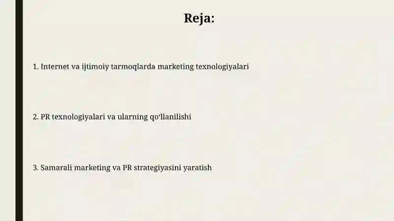 Internet va ijtimoiy tarmoqlarda marketing PR texnologiyalari 2