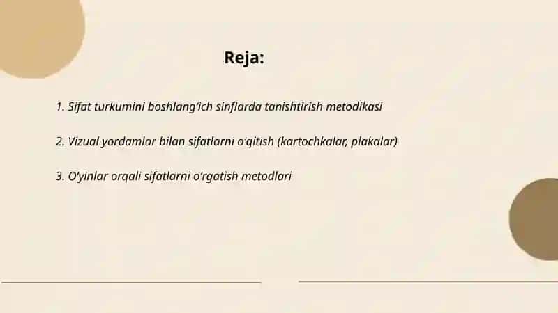 Boshlangʻich sinflarga sifat turkumini oʻrganish 2