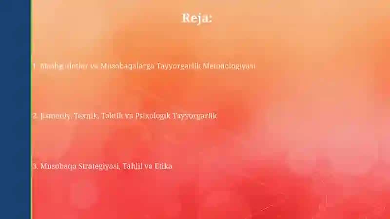 Mashg'ulotlar va Musobaqalarga Tayyorgarlik Metodologiyasi 2