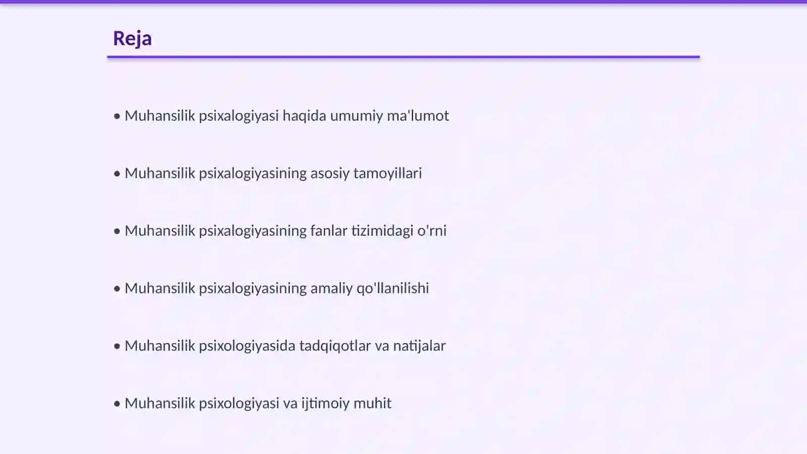 Muhansilik psixalogiyasining fanlar tizimida tutgan ôrni 2