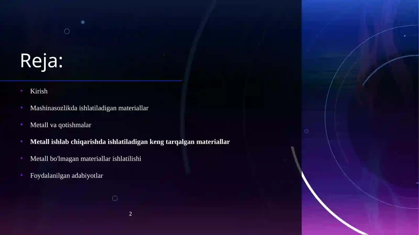 Mashinasozlikda qo'llaniladigan materiallar va yangi materiallar texnologiyasi 2