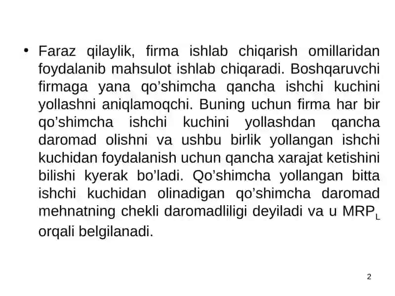 Mehnat bozori va korxonalarda mehnat resurslaridan foydalanish 2
