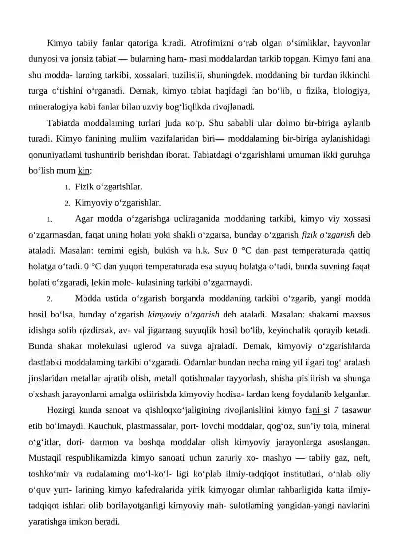 Kimyo fanining sanoat va xalq xo’jaligi rivojidagi ahamiyati 2