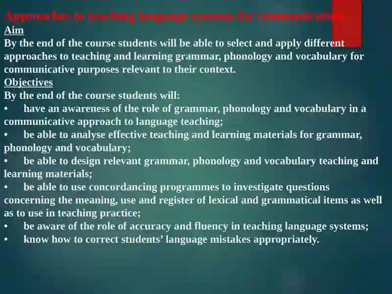 Approaches to teaching language systems for communication 2