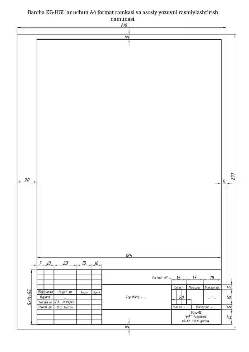 KG-HGI: Titul varag’ini format A4 da rasmiylashtirish namunasi 2