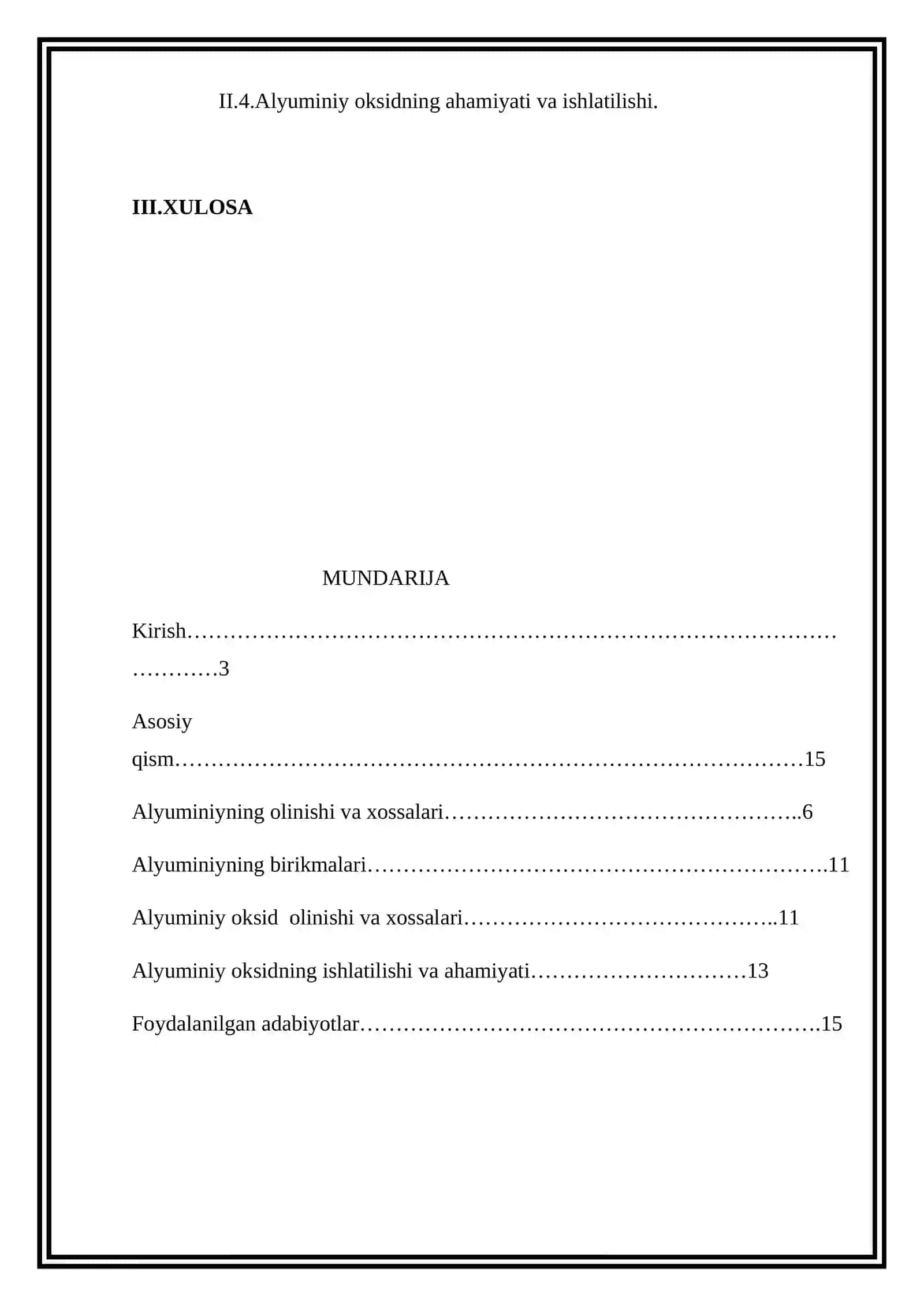 Alyuminiy oksidning olinishi va xossalari 2