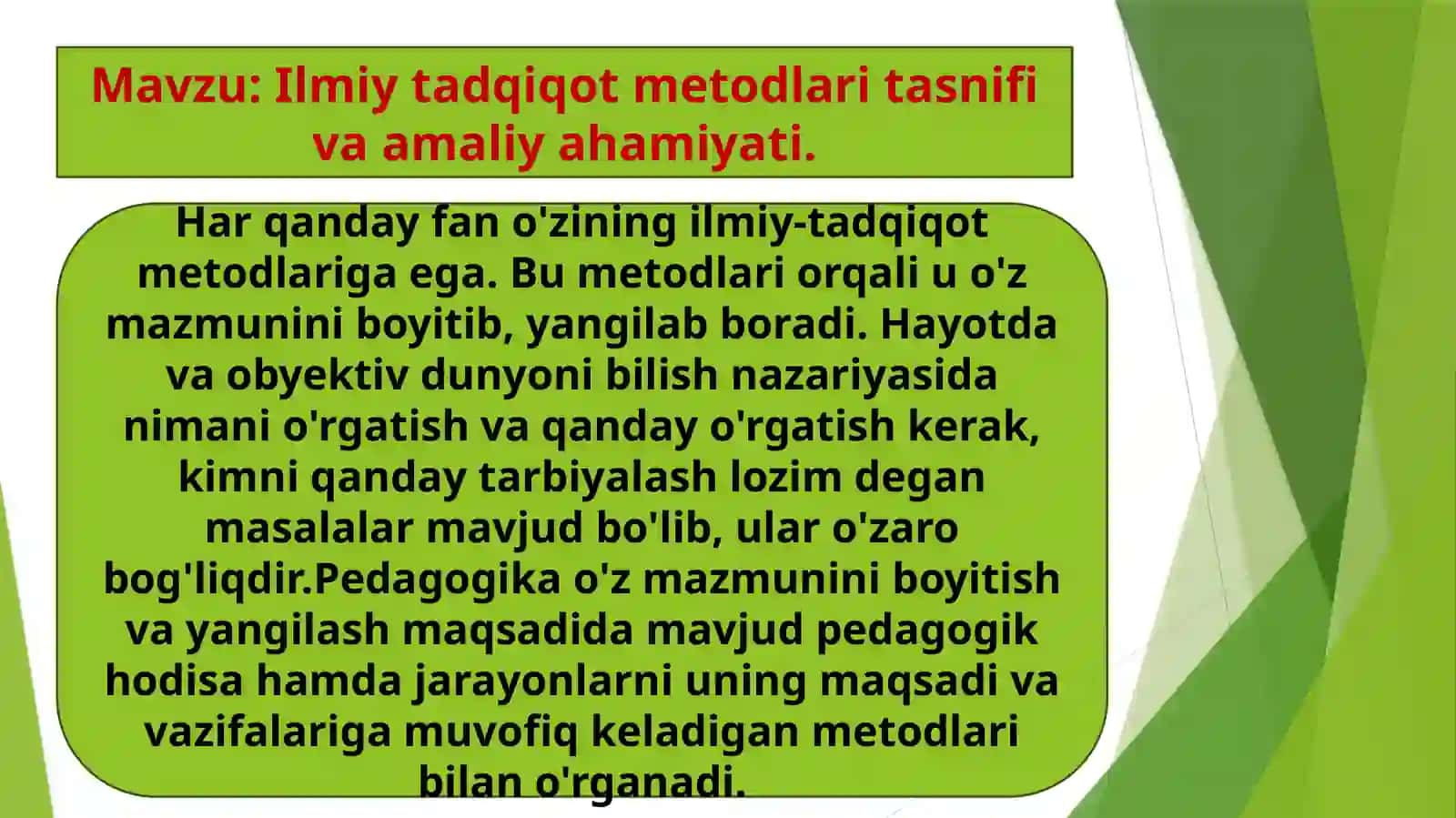 Ilmiy tadqiqot metodlari tasnifi va amaliy ahamiyati 2
