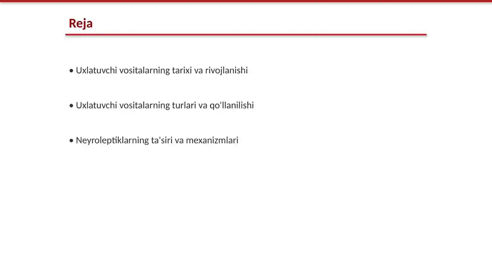 Uxlatuvchi vositalar. Neyroleptiklar. Litiy tuzlari 2