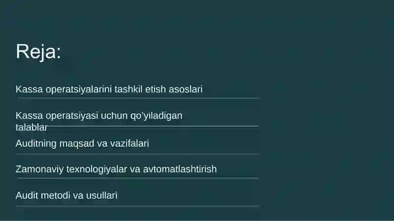Banklarda naqd pul va kassa operatsiyalari auditi 2