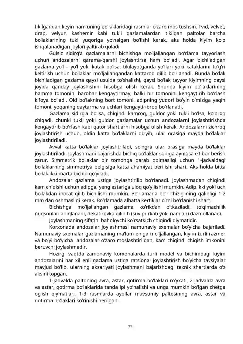 Ayollar paltosining bo’laklarini bichish 2