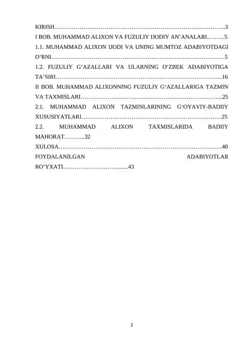 Muhammad Alixonning Fuzuliy gʻazallariga tazmin va taxmislari. 2